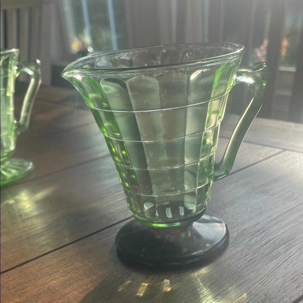 Anchor Hocking Block Optic Creamer with black bottom